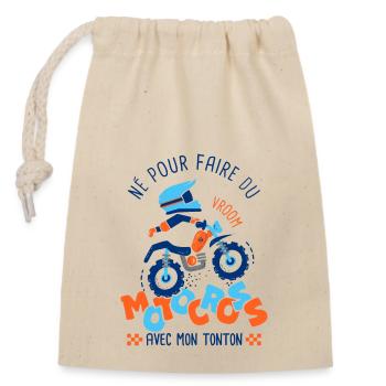 Né pour faire du motocross avec mon tonton - Sac cadeau en coton avec cordon (14 x 20 cm) - nature - Devant
