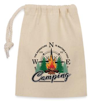 Camping pour camping-cars ou caravanes - Sac cadeau en coton avec cordon (14 x 20 cm) - nature - Devant
