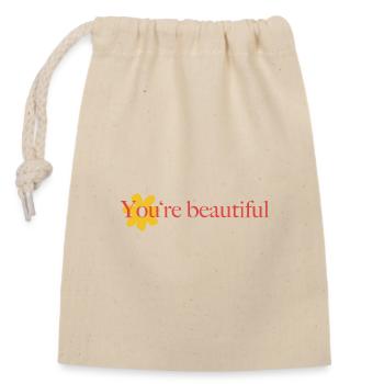 Tu es beau - Sac cadeau en coton avec cordon (14 x 20 cm) - nature - Devant