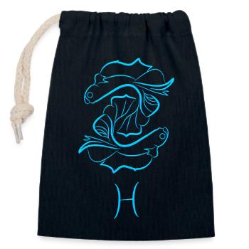 Fisch - Verschließbarer Geschenkbeutel aus Baumwolle (14x20cm) - Navy - Vorne