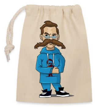 Nietzsche mit blauer Jacke - Verschließbarer Geschenkbeutel aus Baumwolle (14x20cm) - Natur - Vorne