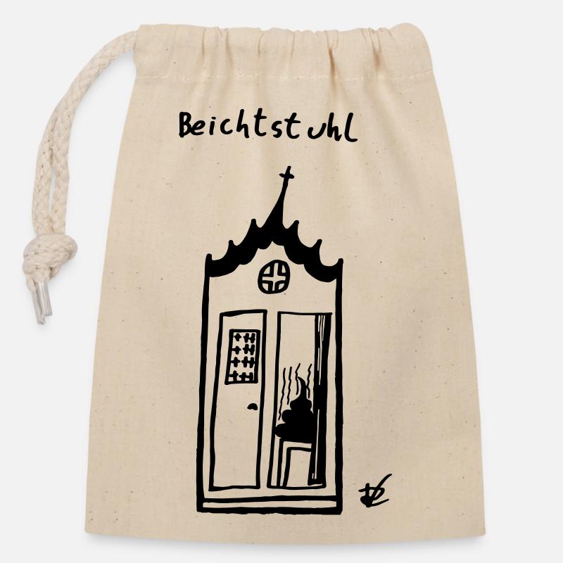 Beichtstuhl - Verschließbarer Geschenkbeutel aus Baumwolle (14x20cm) - Natur