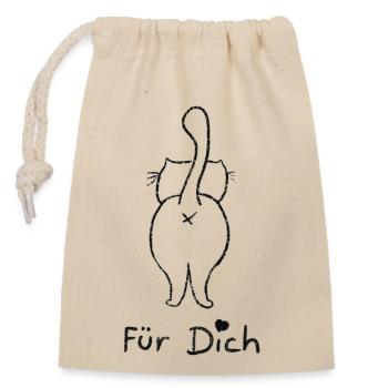 Für Dich - Katzenpopo - Verschließbarer Geschenkbeutel aus Baumwolle (14x20cm) - Natur - Vorne