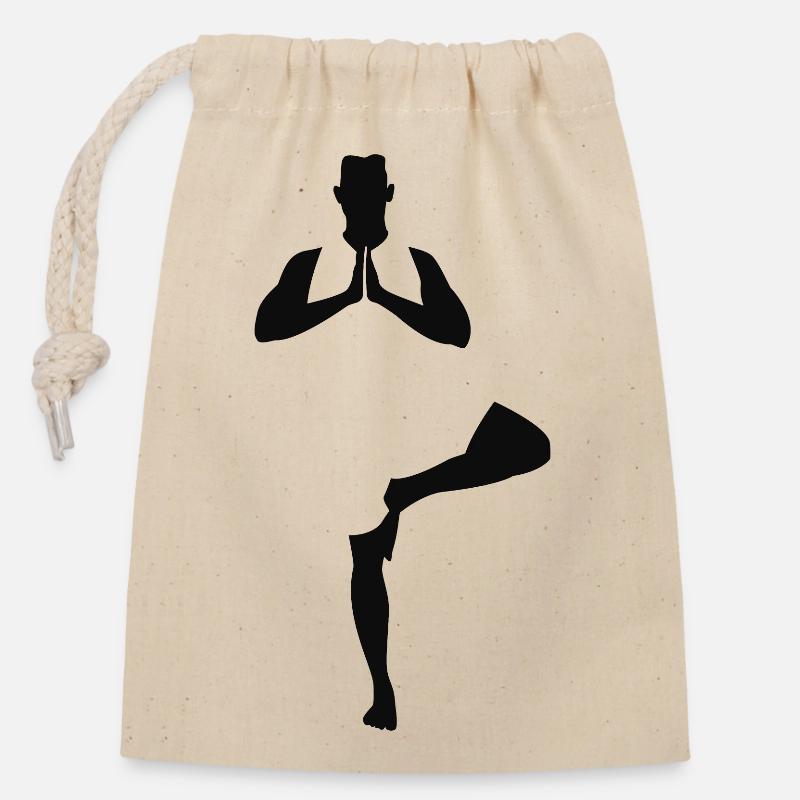 Yoga Tree Pose, Man - Closable cotton gift bag (14x20cm) - nature