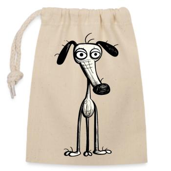 Hund - Verschließbarer Geschenkbeutel aus Baumwolle (14x20cm) - Natur - Vorne