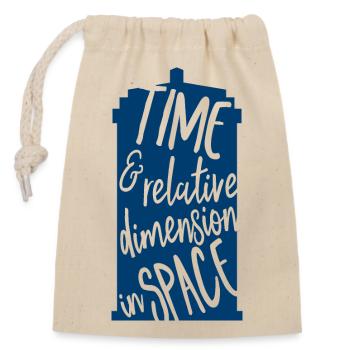 Time and Relative Dimension in Space - Verschließbarer Geschenkbeutel aus Baumwolle (14x20cm) - Natur - Vorne