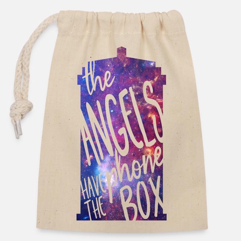 The angels have the phone box - Verschließbarer Geschenkbeutel aus Baumwolle (14x20cm) - Natur