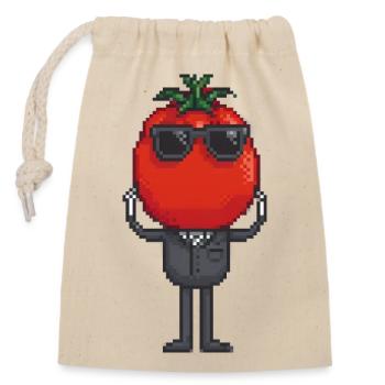 Tomato in Tux - Closable cotton gift bag (14x20cm) - nature - Front
