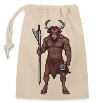 Mighty Minotaur Pixel - Closable cotton gift bag (14x20cm) - nature - Front