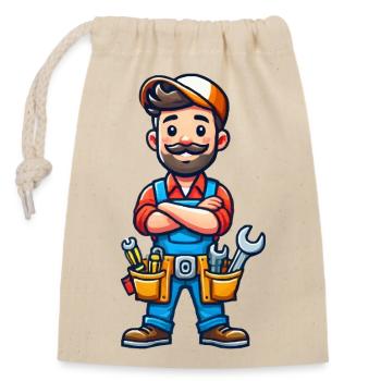 Handwerker - Verschließbarer Geschenkbeutel aus Baumwolle (14x20cm) - Natur - Vorne