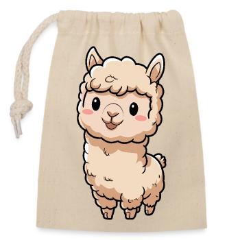 Süße Llama Chibi Alpaca - Verschließbarer Geschenkbeutel aus Baumwolle (14x20cm) - Natur - Vorne