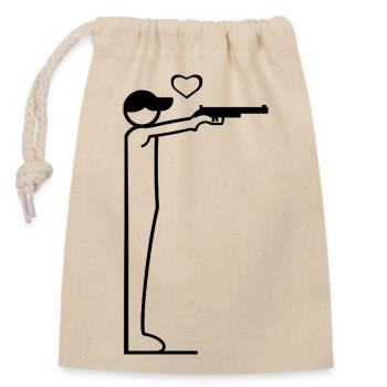 Design minimaliste de tireur au pistolet - Sac cadeau en coton avec cordon (14 x 20 cm) - nature - Devant