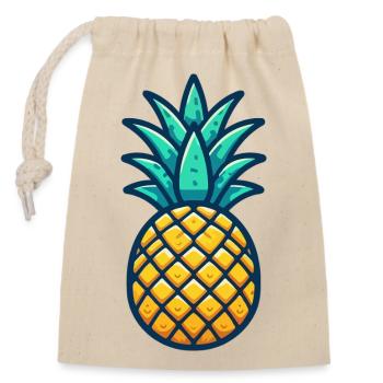 Ananas - Verschließbarer Geschenkbeutel aus Baumwolle (14x20cm) - Natur - Vorne