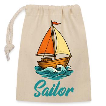 segelboot sailor - Verschließbarer Geschenkbeutel aus Baumwolle (14x20cm) - Natur - Vorne