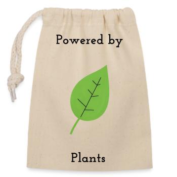 Vegan Lifestyle | Powered by Plants – Nachhaltiges - Verschließbarer Geschenkbeutel aus Baumwolle (14x20cm) - Natur - Vorne