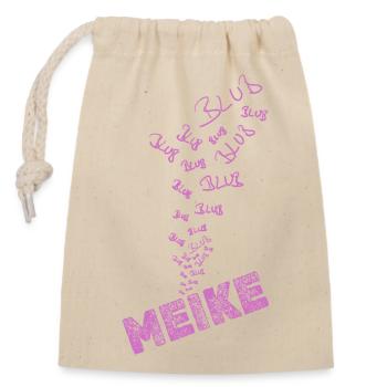 Geschenk für Meike - Verschließbarer Geschenkbeutel aus Baumwolle (14x20cm) - Natur - Vorne