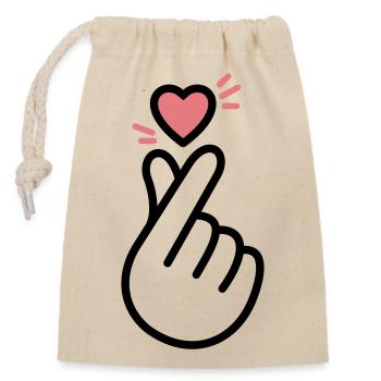 K-Pop Heart - Verschließbarer Geschenkbeutel aus Baumwolle (14x20cm) - Natur - Vorne