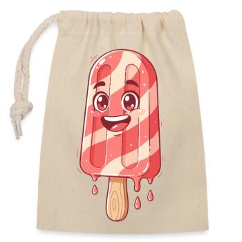 Sourire glacé à rayures douces - Sac cadeau en coton avec cordon (14 x 20 cm) - nature - Devant
