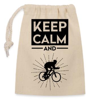 Keep Calm and Ride On Cycling Bicycle Graphic - Verschließbarer Geschenkbeutel aus Baumwolle (14x20cm) - Natur - Vorne