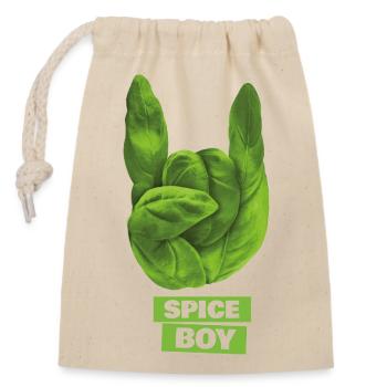 Spiceboy - Basilikum - Devil Horns - Rock ’n’ Roll - Verschließbarer Geschenkbeutel aus Baumwolle (14x20cm) - Natur - Vorne