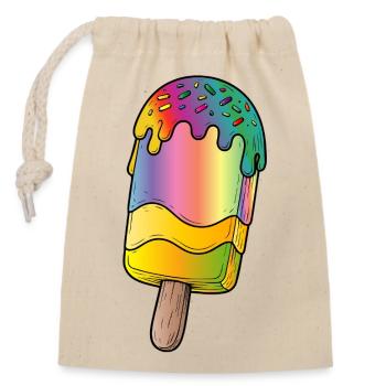 Rainbow Popsicle Cartoon Illustration - Closable cotton gift bag (14x20cm) - nature - Front