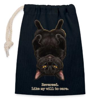 Umgekehrter Wille-zu-Pflege-Katze - Verschließbarer Geschenkbeutel aus Baumwolle (14x20cm) - Navy - Vorne