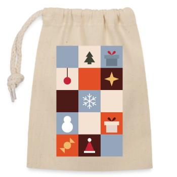 Mosaïque de Noël - Sac cadeau en coton avec cordon (14 x 20 cm) - nature - Devant