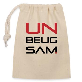UNBEUGSAM schwarz-rot - Verschließbarer Geschenkbeutel aus Baumwolle (14x20cm) - Natur - Vorne