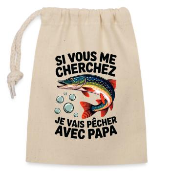 Pêche avec papa T-shirt de pêche pour enfants - Sac cadeau en coton avec cordon (14 x 20 cm) - nature - Devant