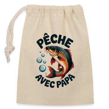 Pêche avec papa T-shirt de pêche pour enfants - Sac cadeau en coton avec cordon (14 x 20 cm) - nature - Devant