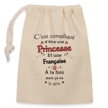 Princesse Française - Sac cadeau en coton avec cordon (14 x 20 cm) - nature - Devant