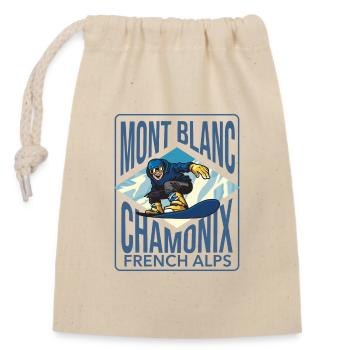 Chamonix Mont Blanc Snowboarden 3 - Verschließbarer Geschenkbeutel aus Baumwolle (14x20cm) - Natur - Vorne