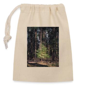 Young fir tree in the heart of a pine forest - Closable cotton gift bag (14x20cm) - nature - Front