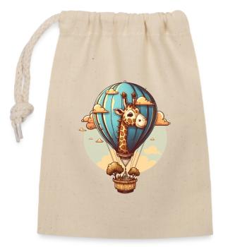 cute little giraffe in a hot air balloon - Closable cotton gift bag (14x20cm) - nature - Front