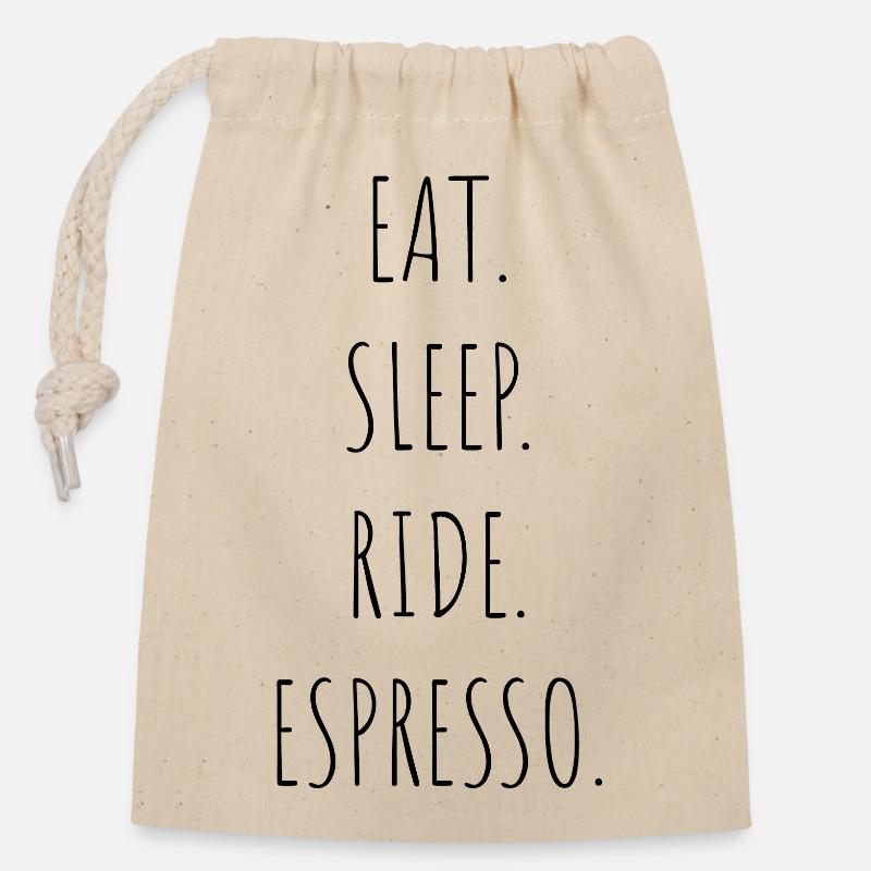 Manger-Dormir-Espresso- - Sac cadeau en coton avec cordon (14 x 20 cm) - nature