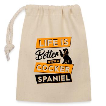 Life is Better with a Cocker - Vector Design - Closable cotton gift bag (14x20cm) - nature - Front