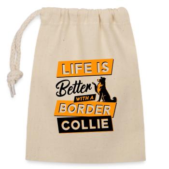 La vie est plus belle avec un Border Collie - Sac cadeau en coton avec cordon (14 x 20 cm) - nature - Devant