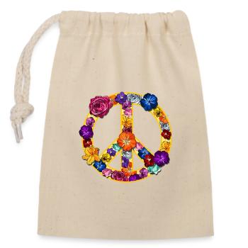 Peace symbol of colorful blossoms and flowers - Closable cotton gift bag (14x20cm) - nature - Front
