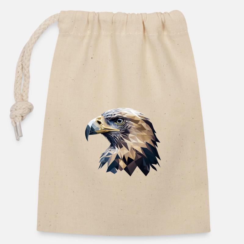 EAGLE - Closable cotton gift bag (14x20cm) - nature