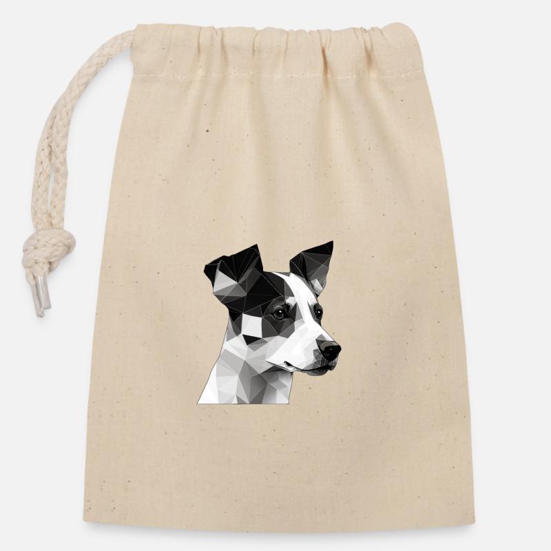 JACK RUSSELL - Closable cotton gift bag (14x20cm) - nature