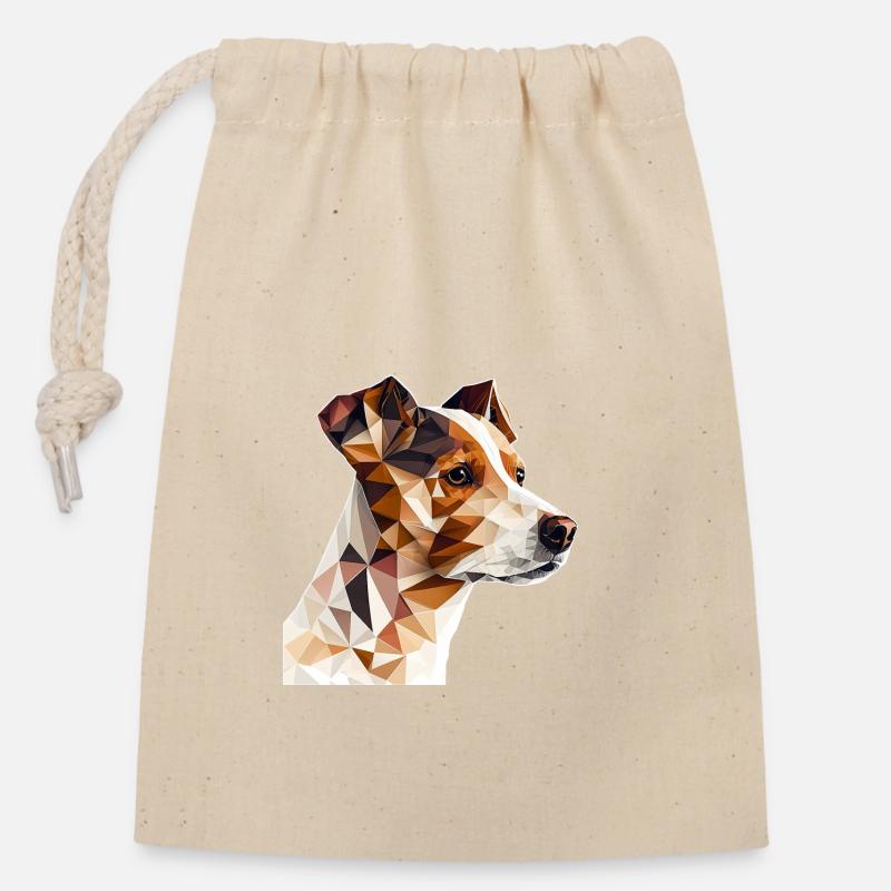 JACK RUSSELL - Sac cadeau en coton avec cordon (14 x 20 cm) - nature