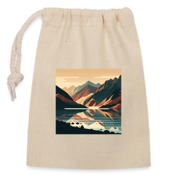 Paysage de montagne minimaliste avec lac - Sac cadeau en coton avec cordon (14 x 20 cm) - nature - Devant