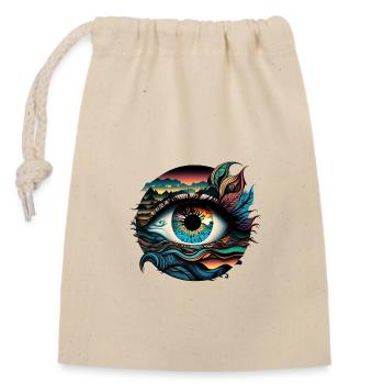 TRIPPY EYE - Closable cotton gift bag (14x20cm) - nature - Front