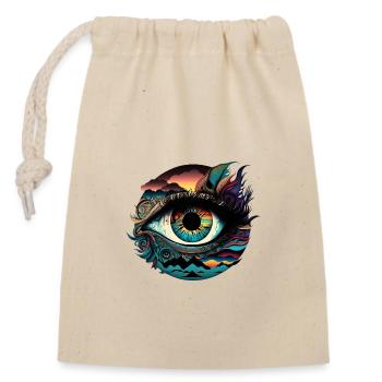 TRIPPY EYE - Closable cotton gift bag (14x20cm) - nature - Front
