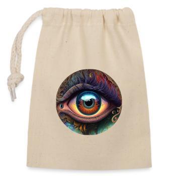 TRIPPY EYE - Closable cotton gift bag (14x20cm) - nature - Front