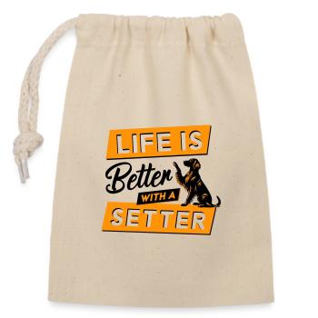 Life is Better with a Setter - Vector Design - Closable cotton gift bag (14x20cm) - nature - Front