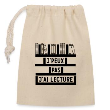 J Peux Pas J Ai Lecture - Sac cadeau en coton avec cordon (14 x 20 cm) - nature - Devant