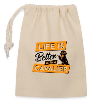 Life is Better with a Cavalier - Vector Design - Closable cotton gift bag (14x20cm) - nature - Front