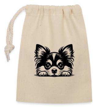 Conception vectorielle de chihuahua couché - Sac cadeau en coton avec cordon (14 x 20 cm) - nature - Devant