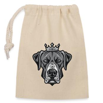 Great Dane Dog Crown - Closable cotton gift bag (14x20cm) - nature - Front